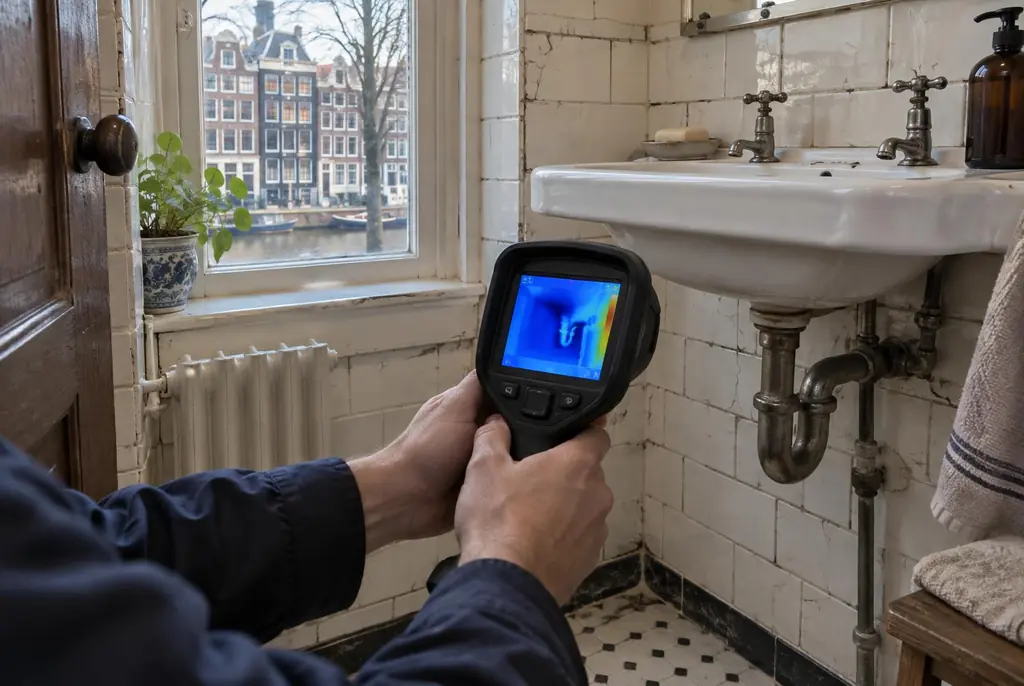 Lekdetectie Vianen – badkamer met oude leidingen achter de tegels
