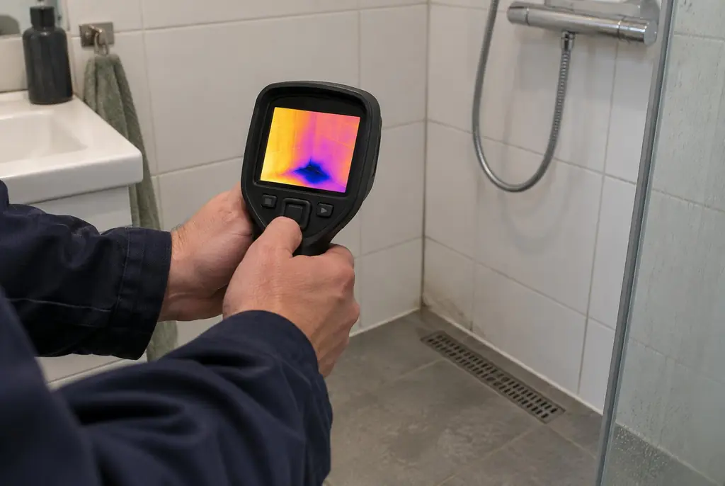 Lekdetectie Vianen – lekdetectiespecialist met warmtebeeldcamera in een badkamer