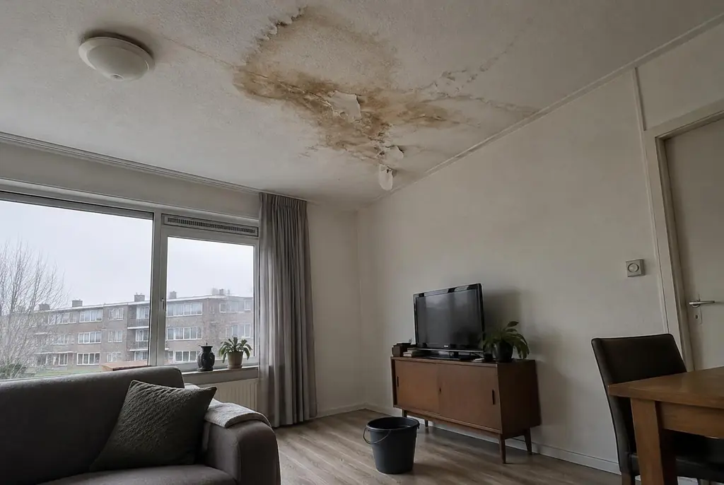 Lekdetectie Vianen – vochtplek op het plafond onder een badkamer